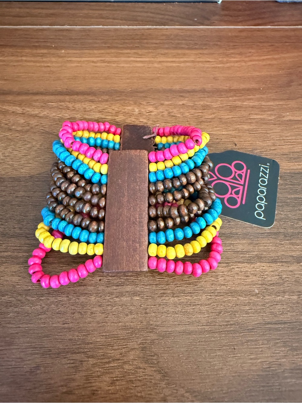 paparazzi Pink, Blue, Yellow & Brown Beaded Stretch Bracelet Stack